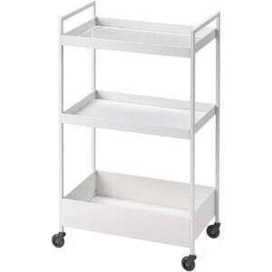3 Tier Rolling Utility Cart - Metal Storage Organizer with Wheels for Kitchen